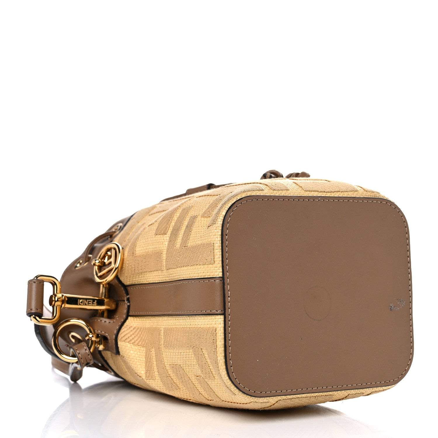 Fendi Raffia Vitello King Lucido F is Fendi FF Embroidered Mini Mon Tresor Bucket Bag Grano Sand 4 of 19