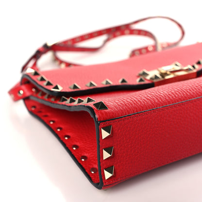 Valentino Garavani Pebbled Calfskin Medium Rockstud Flip Lock Crossbody Bag Rouge Pur 7 of 8