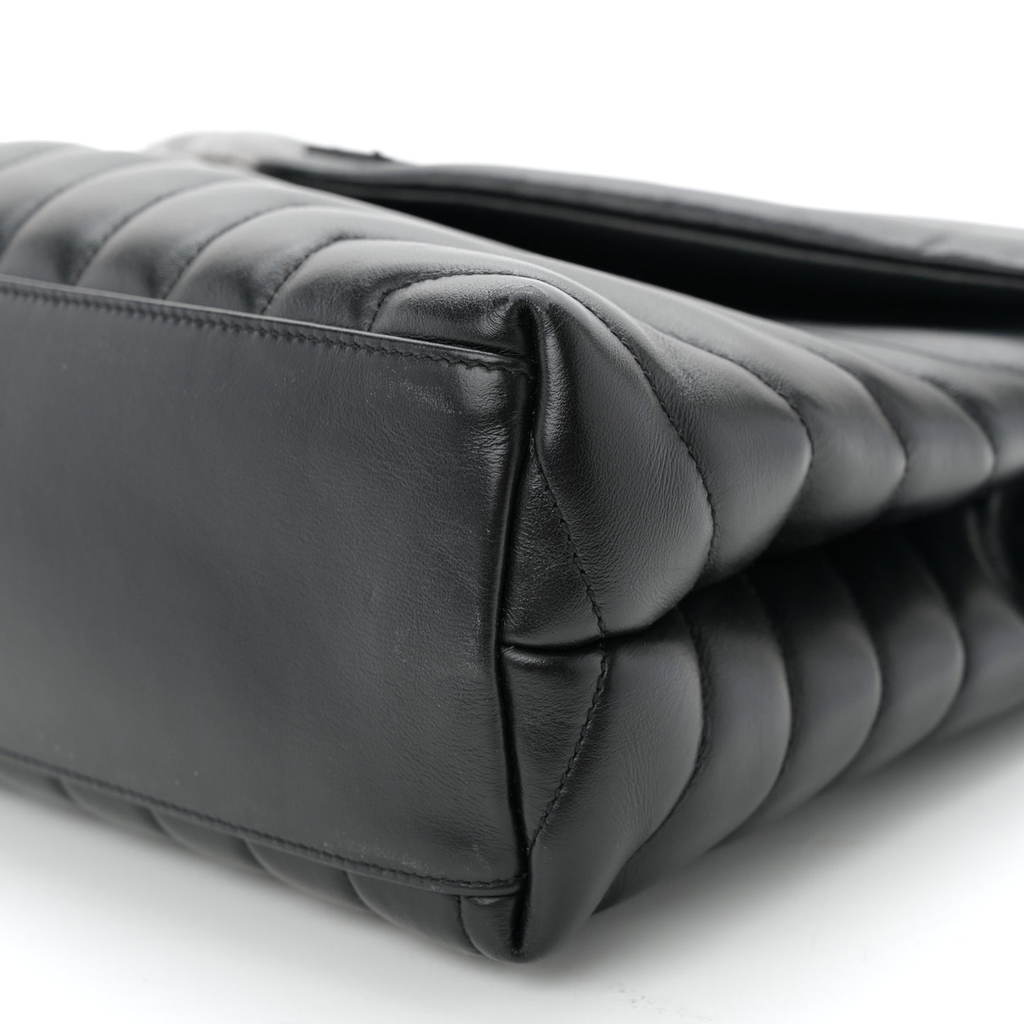 Calfskin Y Quilted Monogram Monochrome Medium Loulou Chain Satchel Black