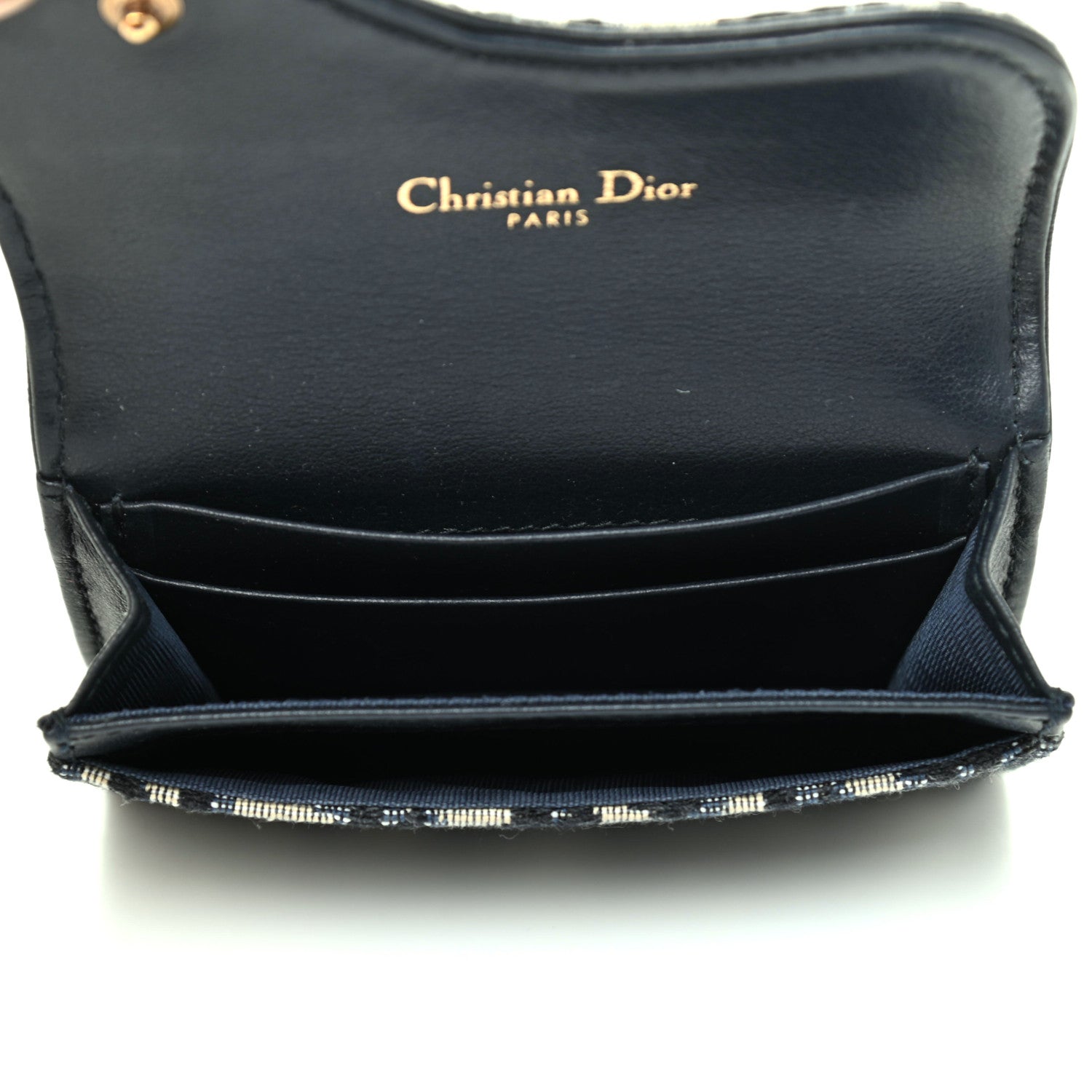 Christian Dior Oblique Saddle Card Holder Blue 5 of 9