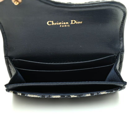 Christian Dior Oblique Saddle Card Holder Blue 5 of 9