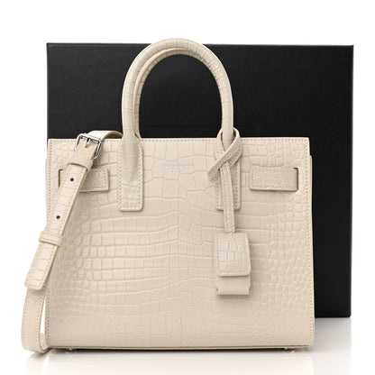 Saint Laurent Calfskin Crocodile Embossed Nano Sac De Jour Crema Soft 11 of 11