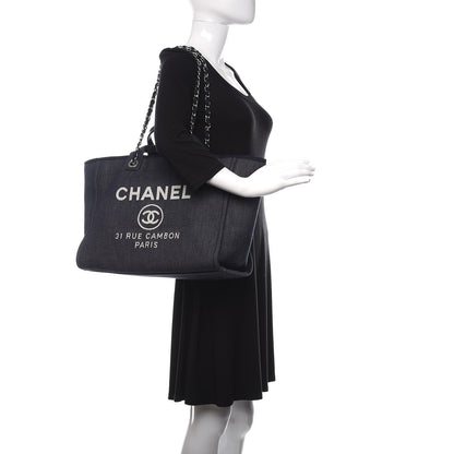 Chanel Denim Medium Deauville Tote Dark Blue 2 of 11