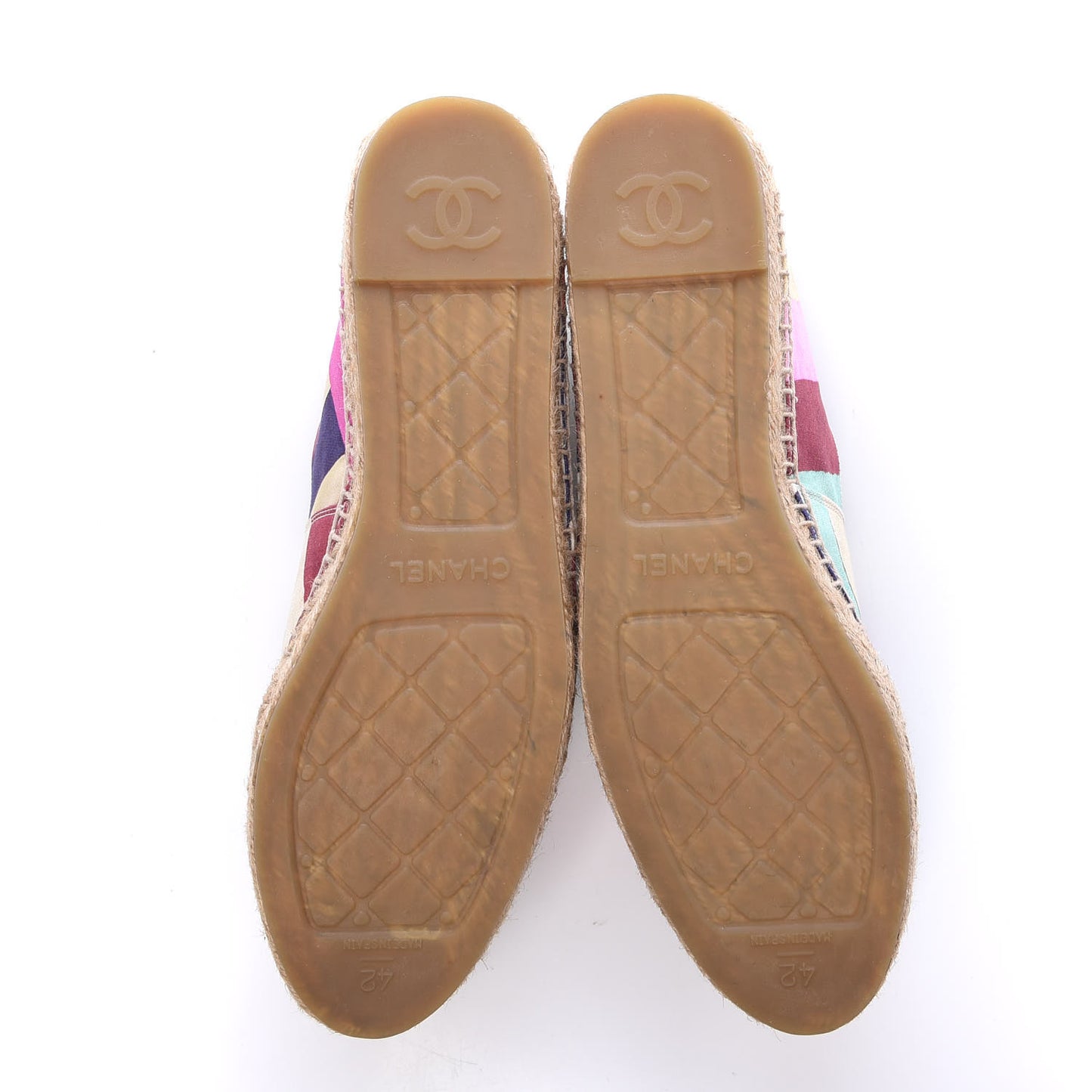 Patent Fabric Striped CC Espadrilles 42 Multicolor Black