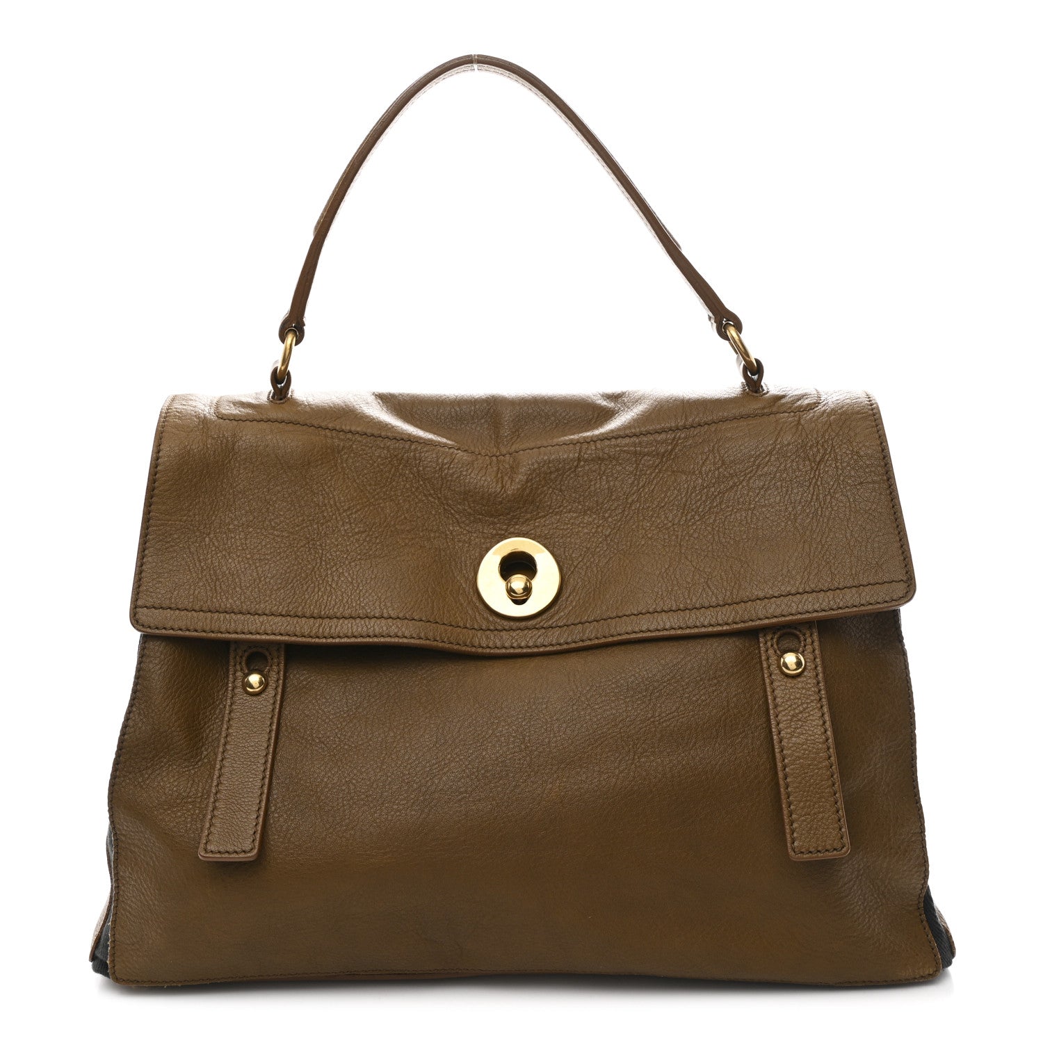 Saint Laurent Calfskin Canvas Large Muse Two Olive 1809474
