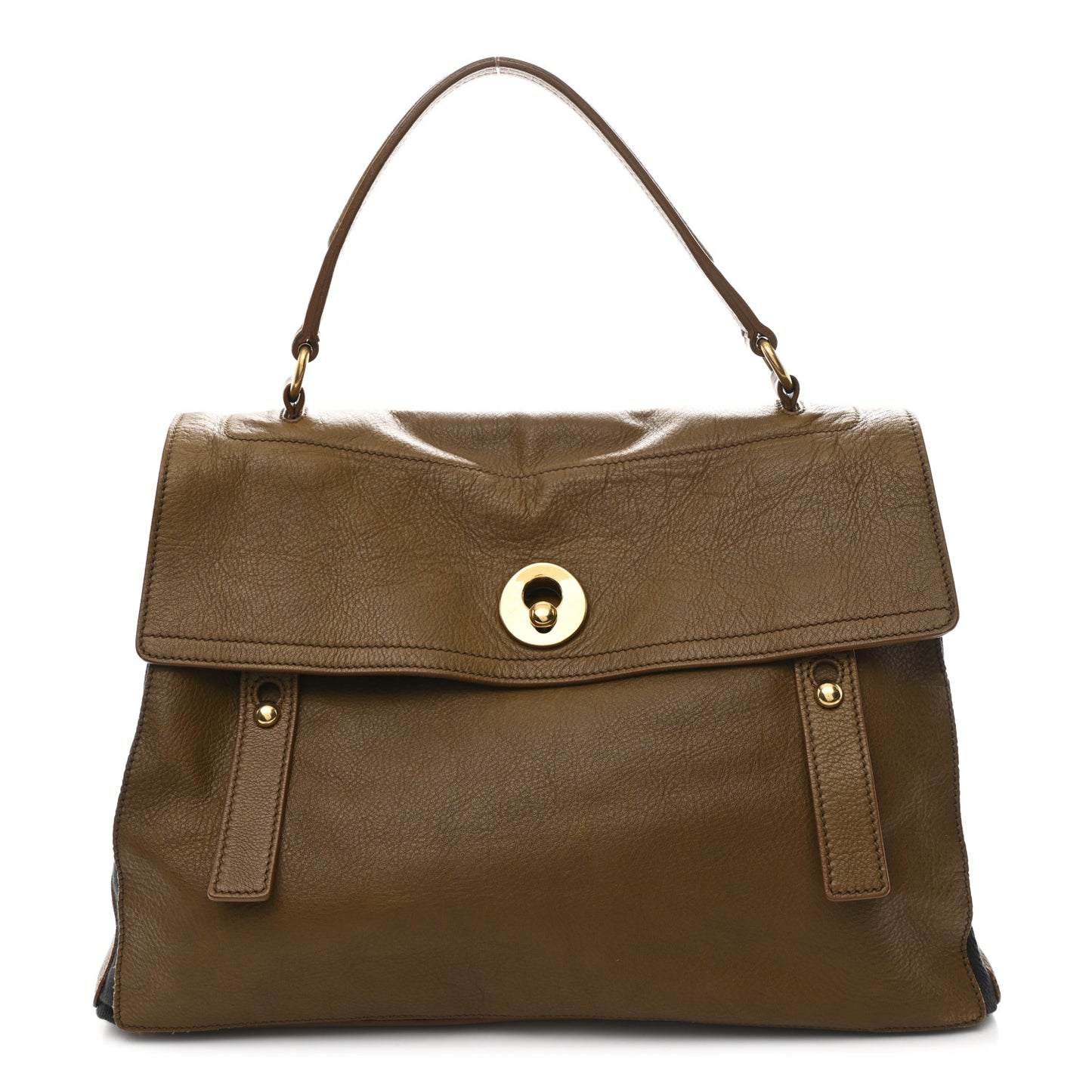 Calfskin Canvas Large Muse Two Olive