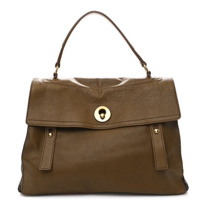 Saint Laurent Calfskin Canvas Large Muse Two Olive 1 of 11