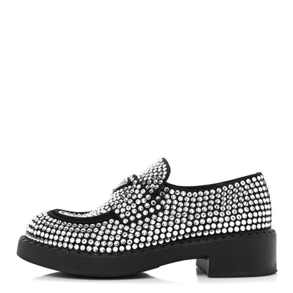 Prada Satin Crystal Metal Triangle Logo 50mm Loafers 36 Cristal 1 of 11