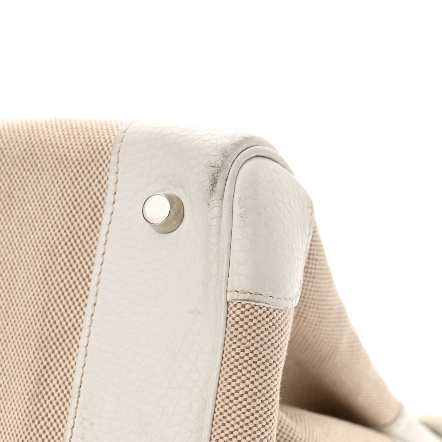 Hermes Toile Taurillon Clemence Birkin 35 White 11 of 33