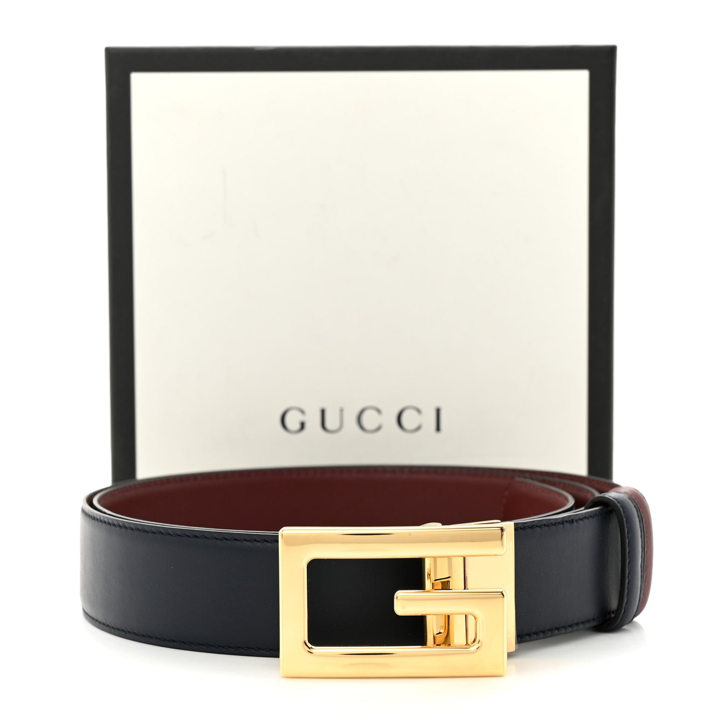 Moon Calfskin Square G Reversible 35mm Belt 110 44 Black Brown