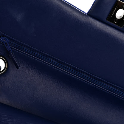 Chanel Velvet Quilted Medium Double Flap Navy Blue 12 of 13