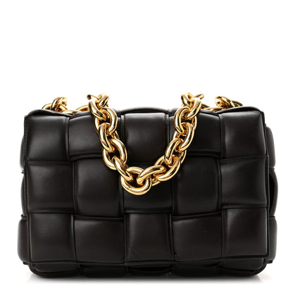 Bottega Veneta Lambskin Maxi Intreccio Padded Chain Cassette Crossbody Bag Black 1 of 9