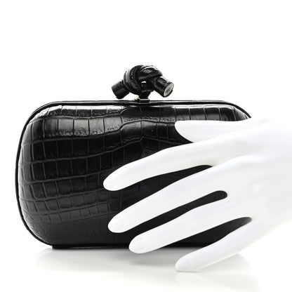 Bottega Veneta Crocodile Knot Clutch Black 2 of 6