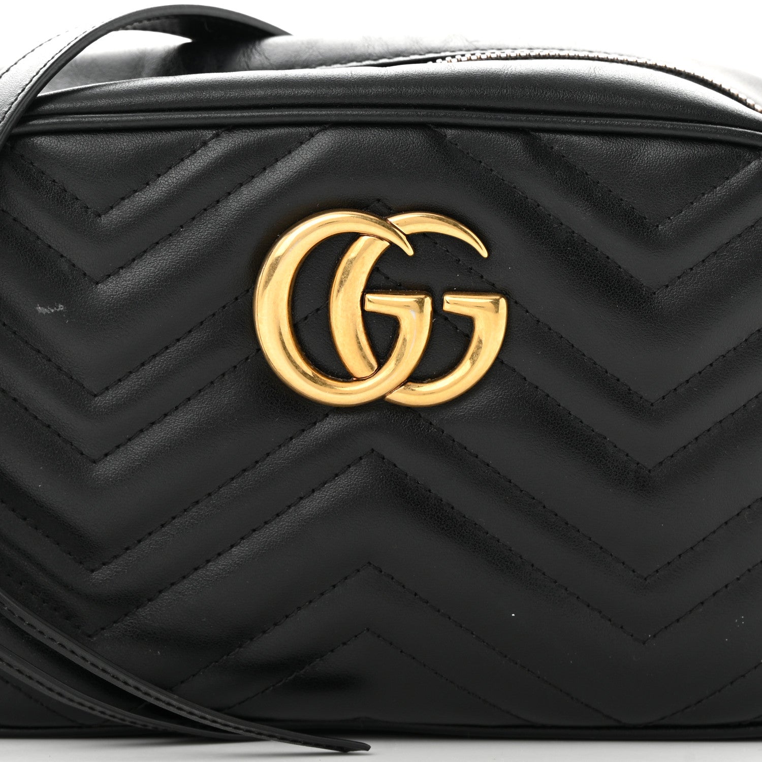 Gucci Calfskin Matelasse Small GG Marmont Chain Shoulder Bag Black 8 of 12
