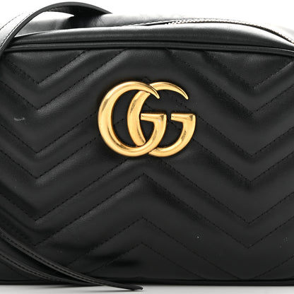 Gucci Calfskin Matelasse Small GG Marmont Chain Shoulder Bag Black 8 of 12