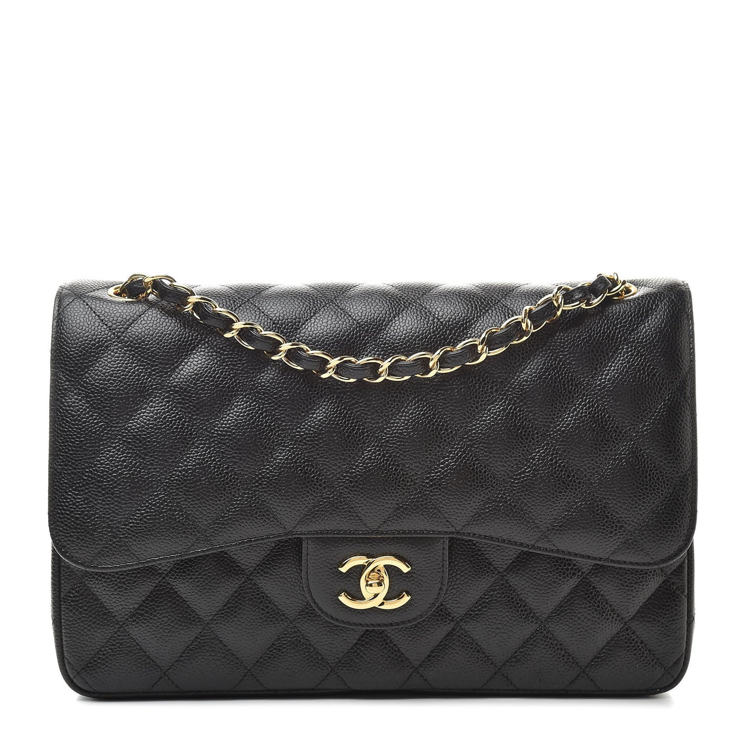 Caviar Quilted Jumbo Double Flap Black