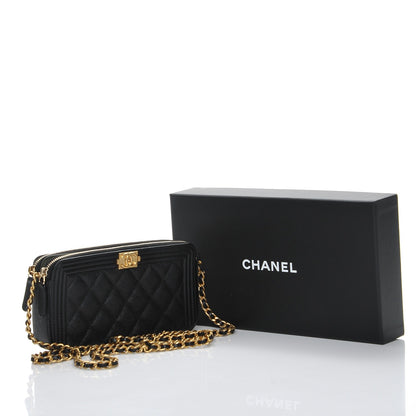 Chanel Caviar Quilted Small Boy Clutch With Chain Black 9 of 9