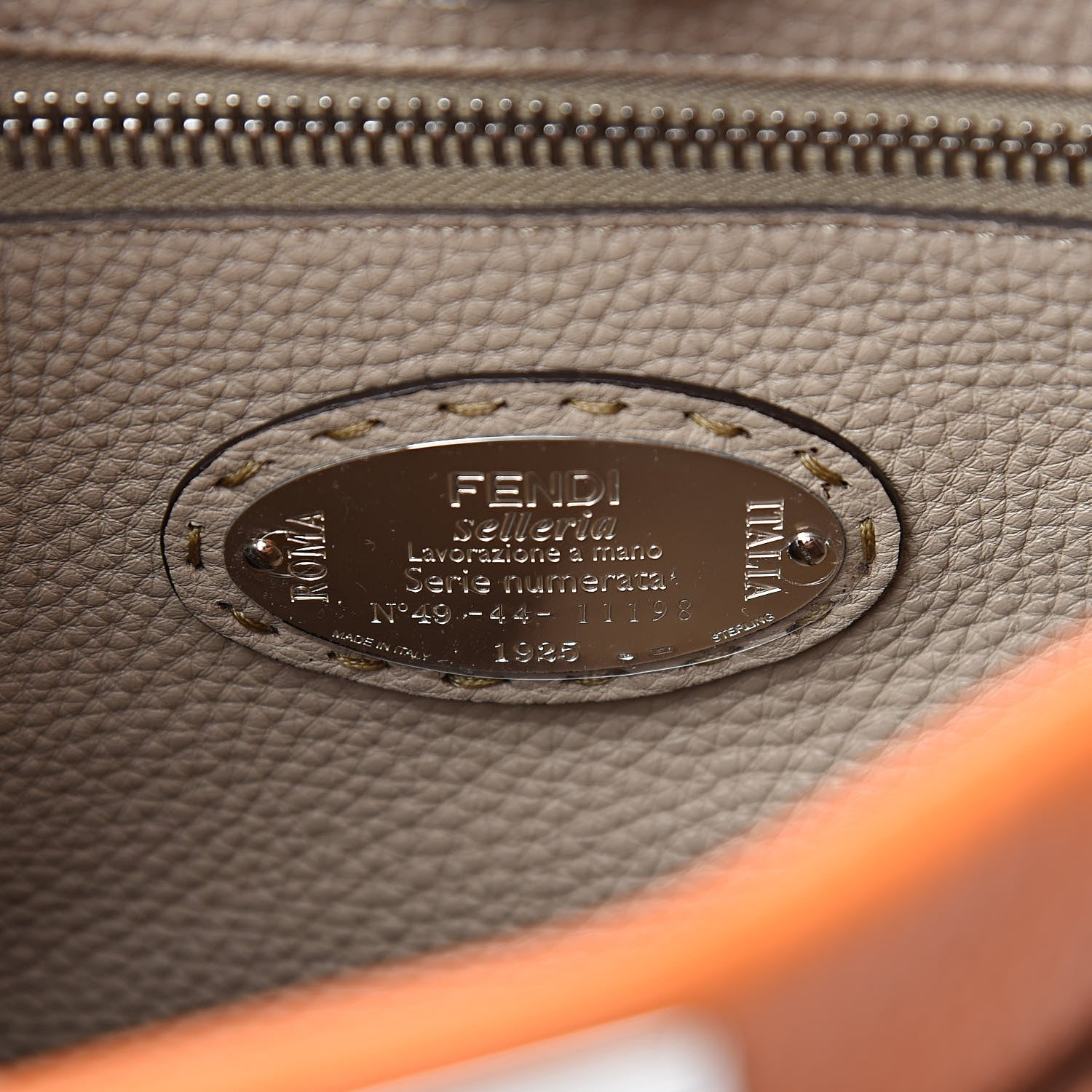 Fendi Cuoio Romano Selleria Bi-Color Medium Peekaboo Iconic Satchel Orange Stone 6 of 10