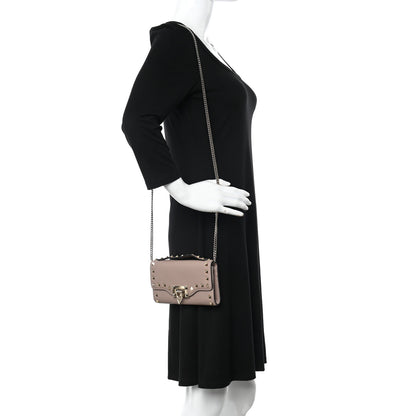 Valentino Garavani Pebbled Calfskin Rockstud Flip Lock Wallet On Chain Poudre 2 of 10