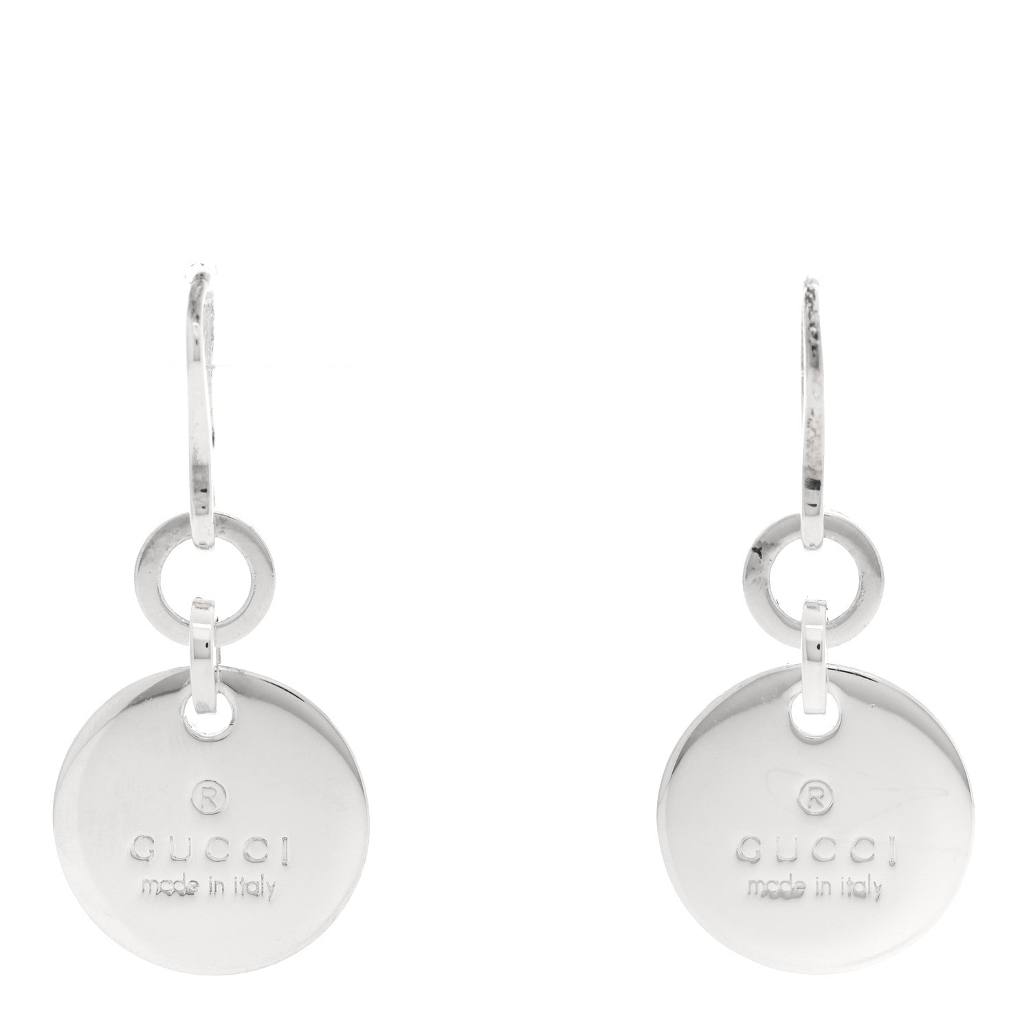 Gucci Sterling Silver Trademark Round Drop Earrings 1 of 5