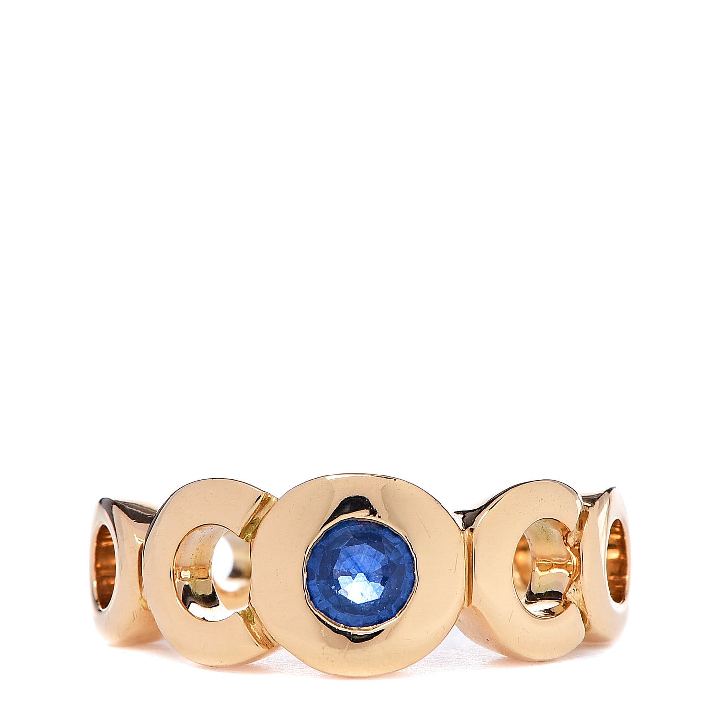 18K Yellow Gold Blue Sapphire Coco Band Ring 50 5.25