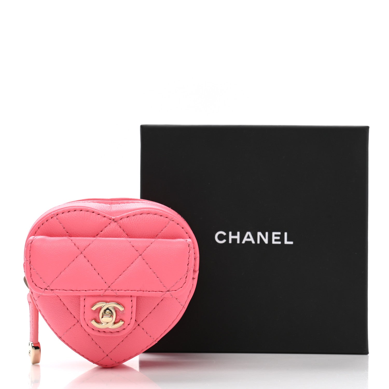 Chanel Lambskin Quilted CC In Love Heart Zipped Arm Coin Purse Pink 8 of 8