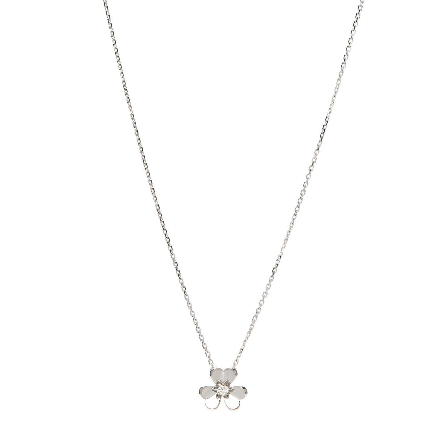 Van Cleef & Arpels 18K White Gold Diamond Mini Frivole Pendant Necklace 1 of 6