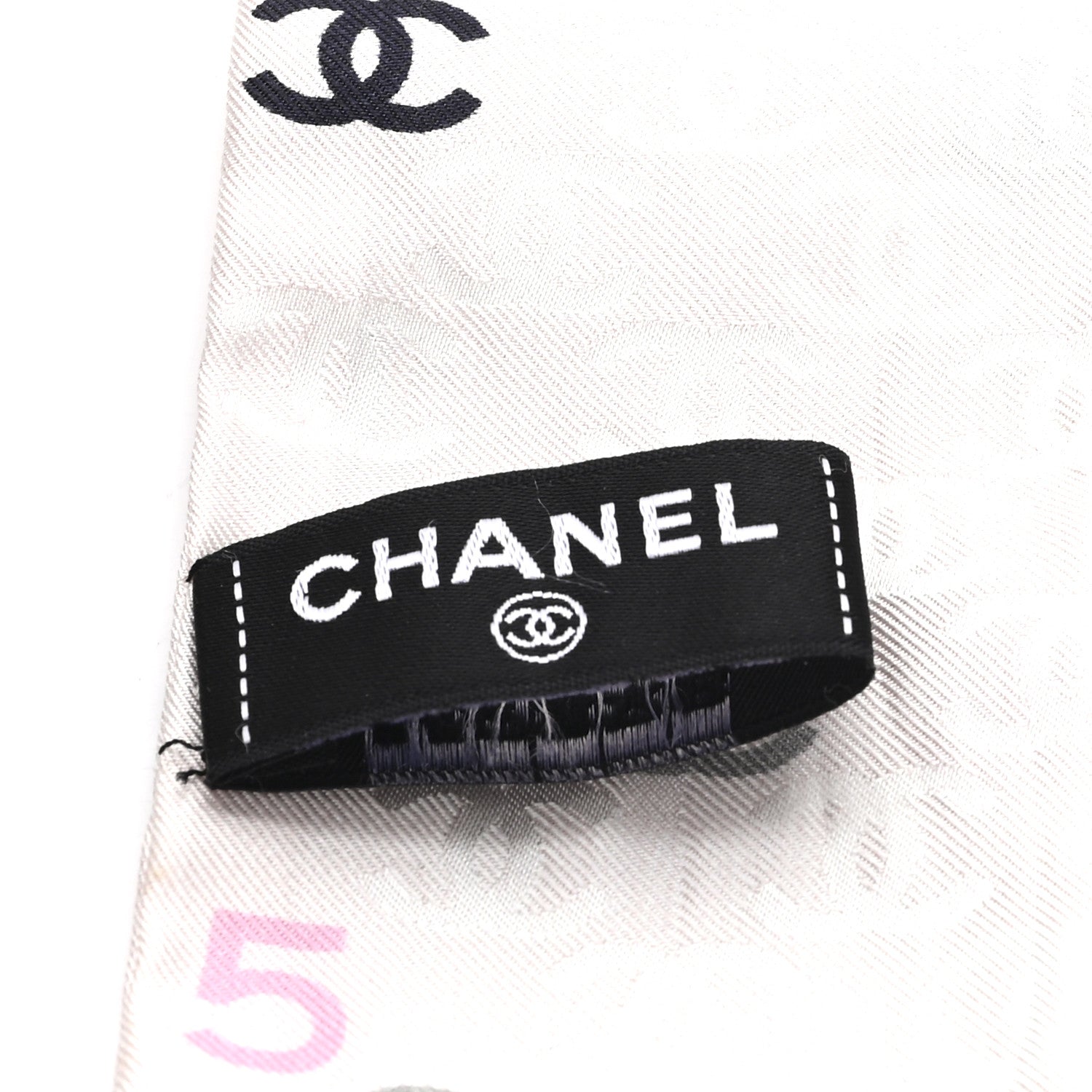 Chanel Silk CC Slim Bandeau Pink Ecru Black 3 of 3