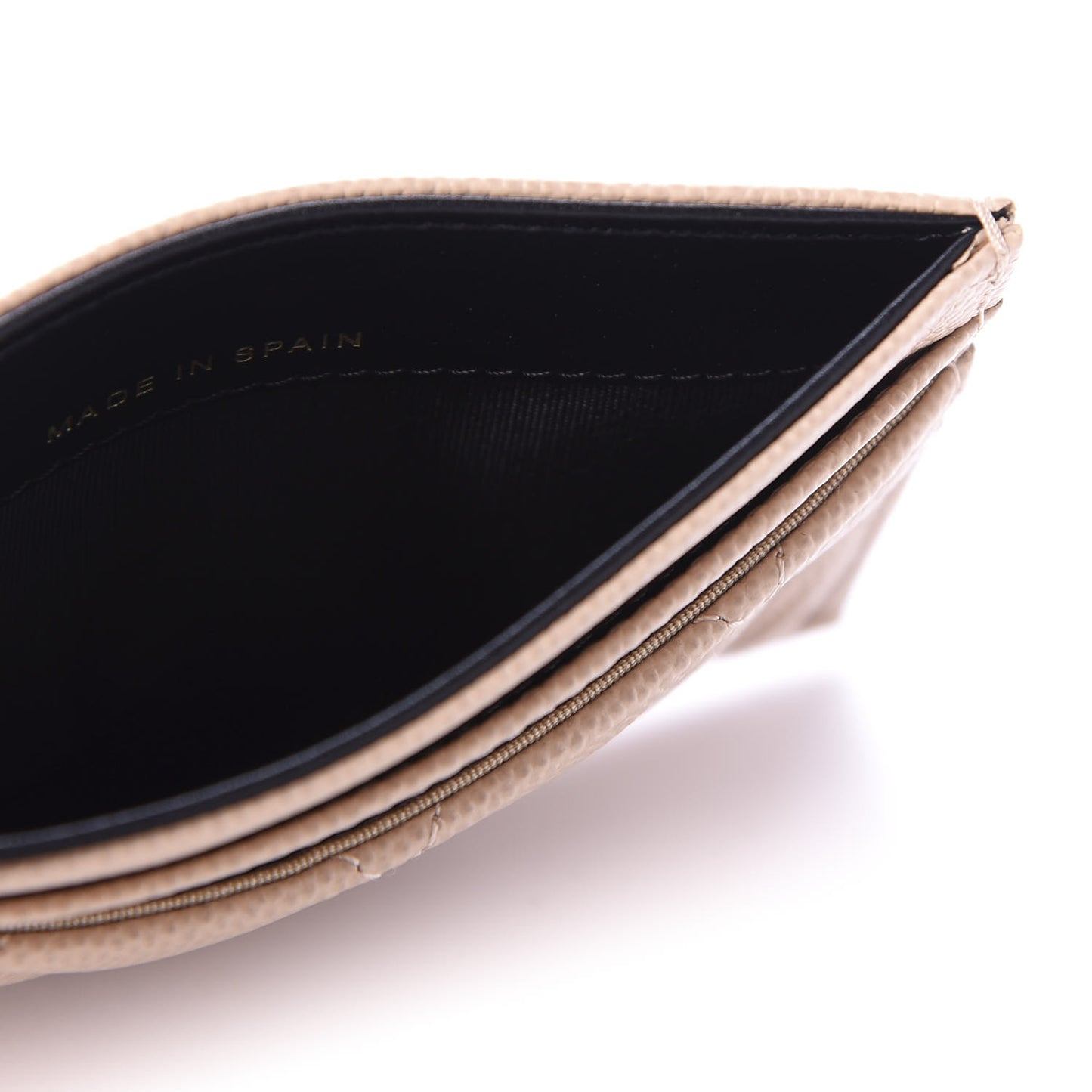 Caviar Quilted Filigree Card Holder Beige Black