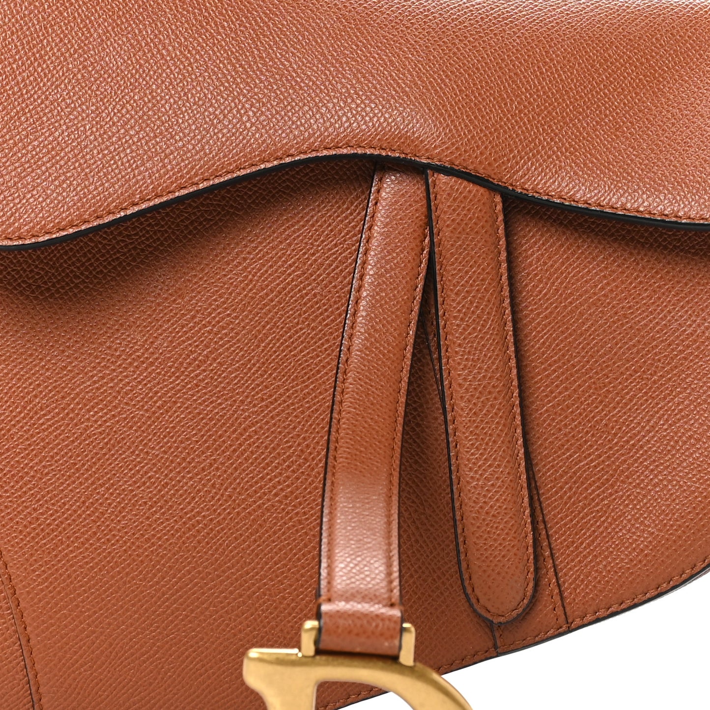 Grained Calfskin Saddle Bag Camello