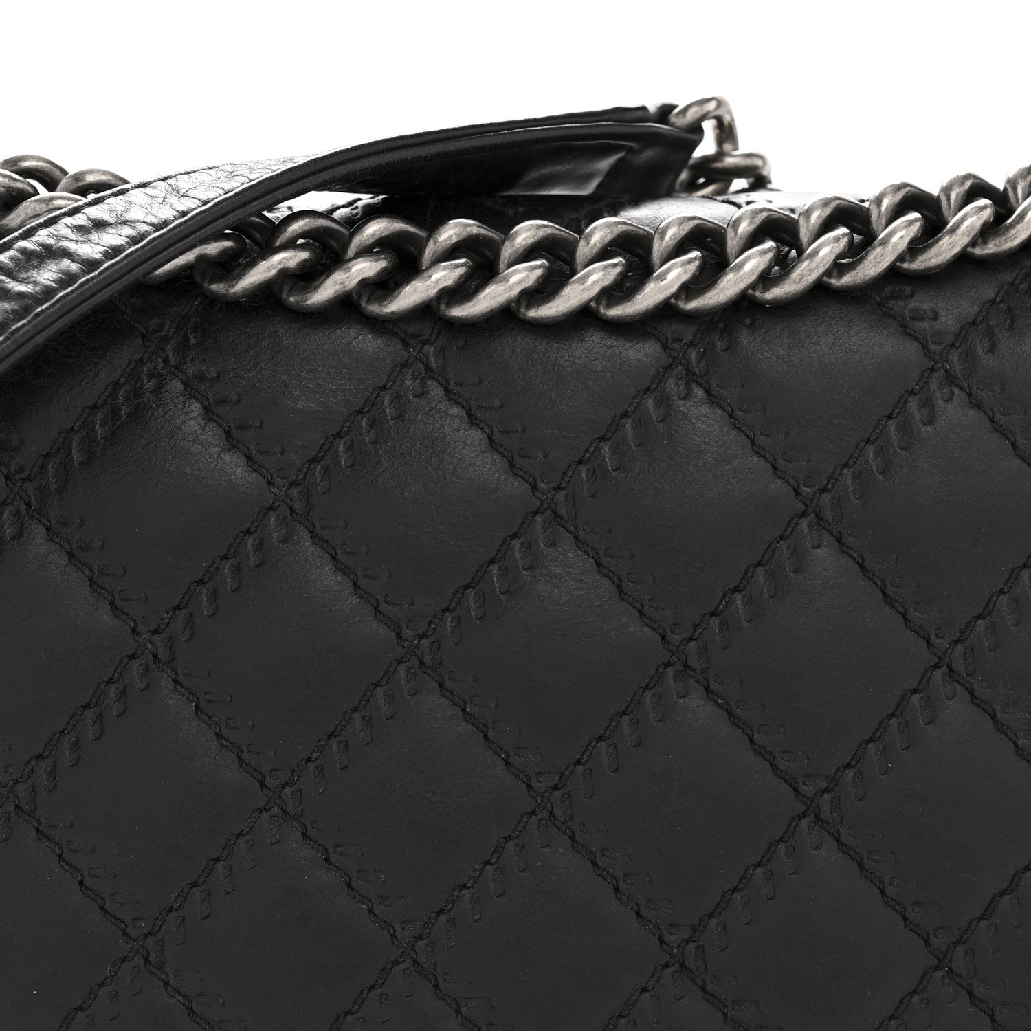 Chanel Calfskin Embossed Stitch Large Boy Flap Black 8 of 14