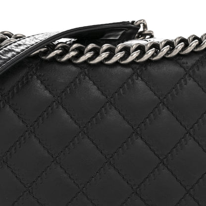 Chanel Calfskin Embossed Stitch Large Boy Flap Black 8 of 14