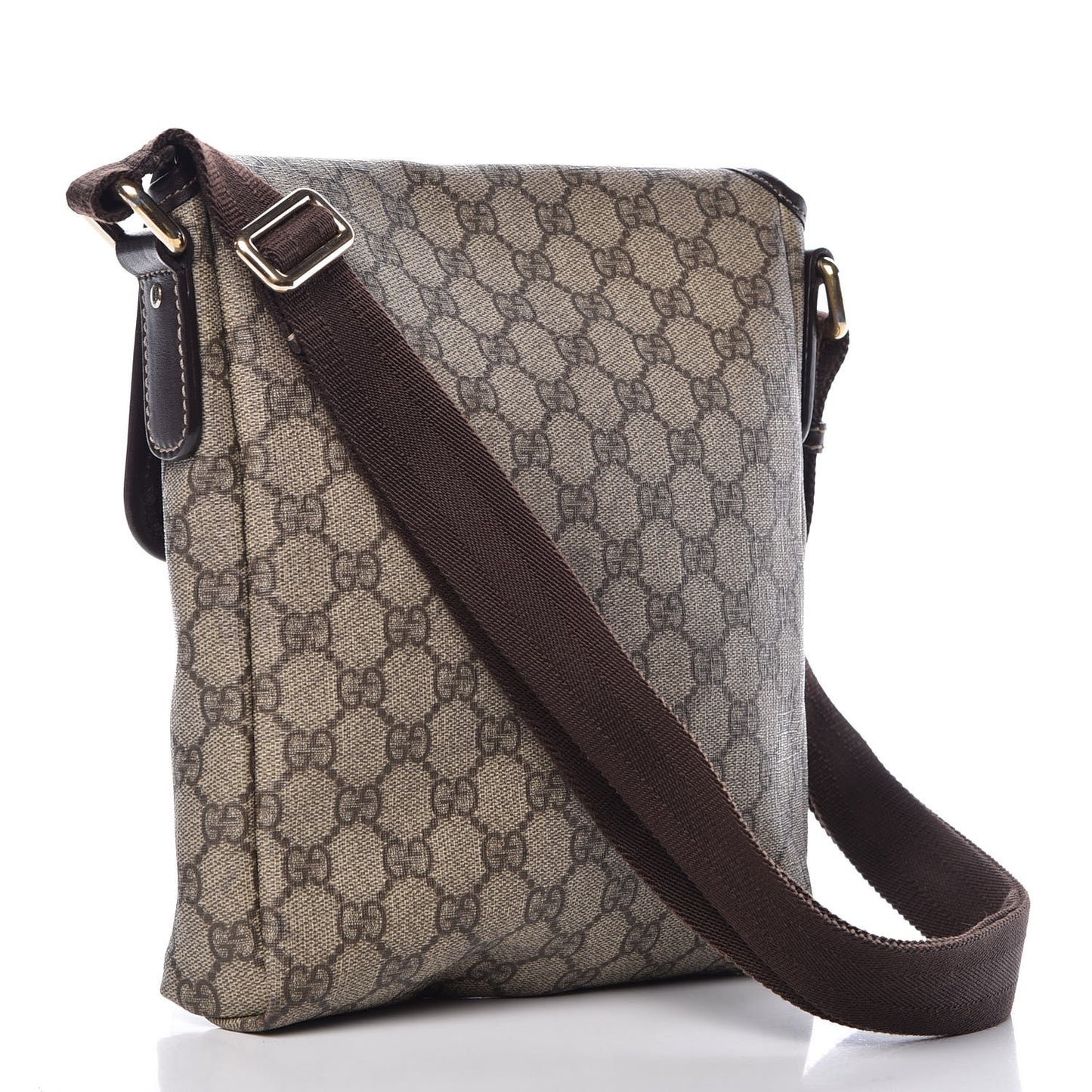 GG Supreme Monogram Selleria Calfskin Small Flap Messenger Bag Beige Ebony Cocoa Dark Chocolate