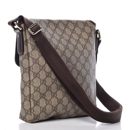 Gucci GG Supreme Monogram Selleria Calfskin Small Flap Messenger Bag Beige Ebony Cocoa Dark Chocolate 3 of 13