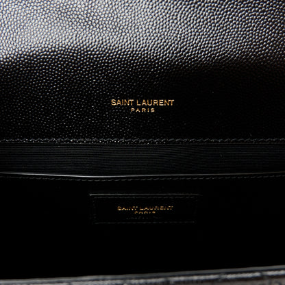 Saint Laurent Grain De Poudre Textured Mixed Matelasse Triquilt Medium Monogram Satchel Black 6 of 10