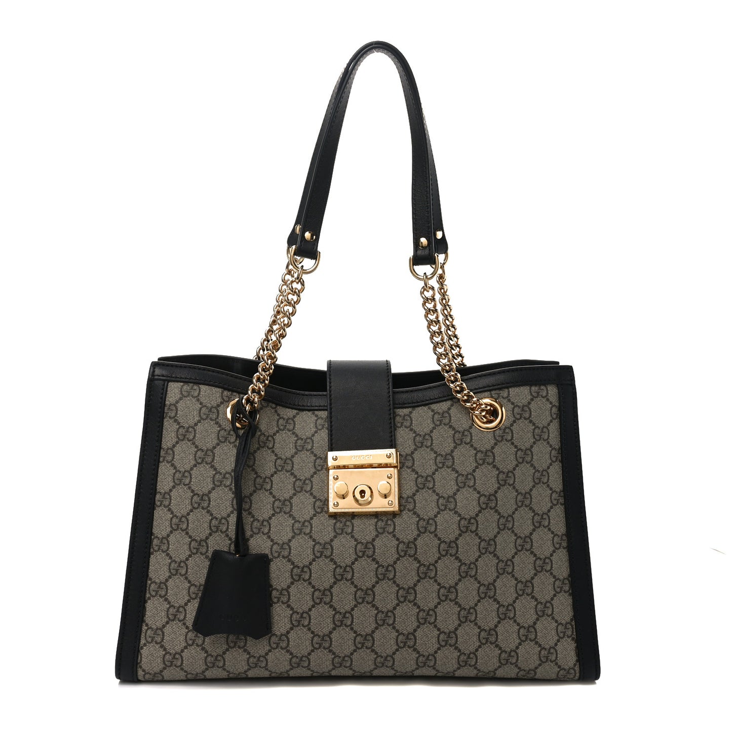 GG Supreme Monogram Medium Padlock Tote Black