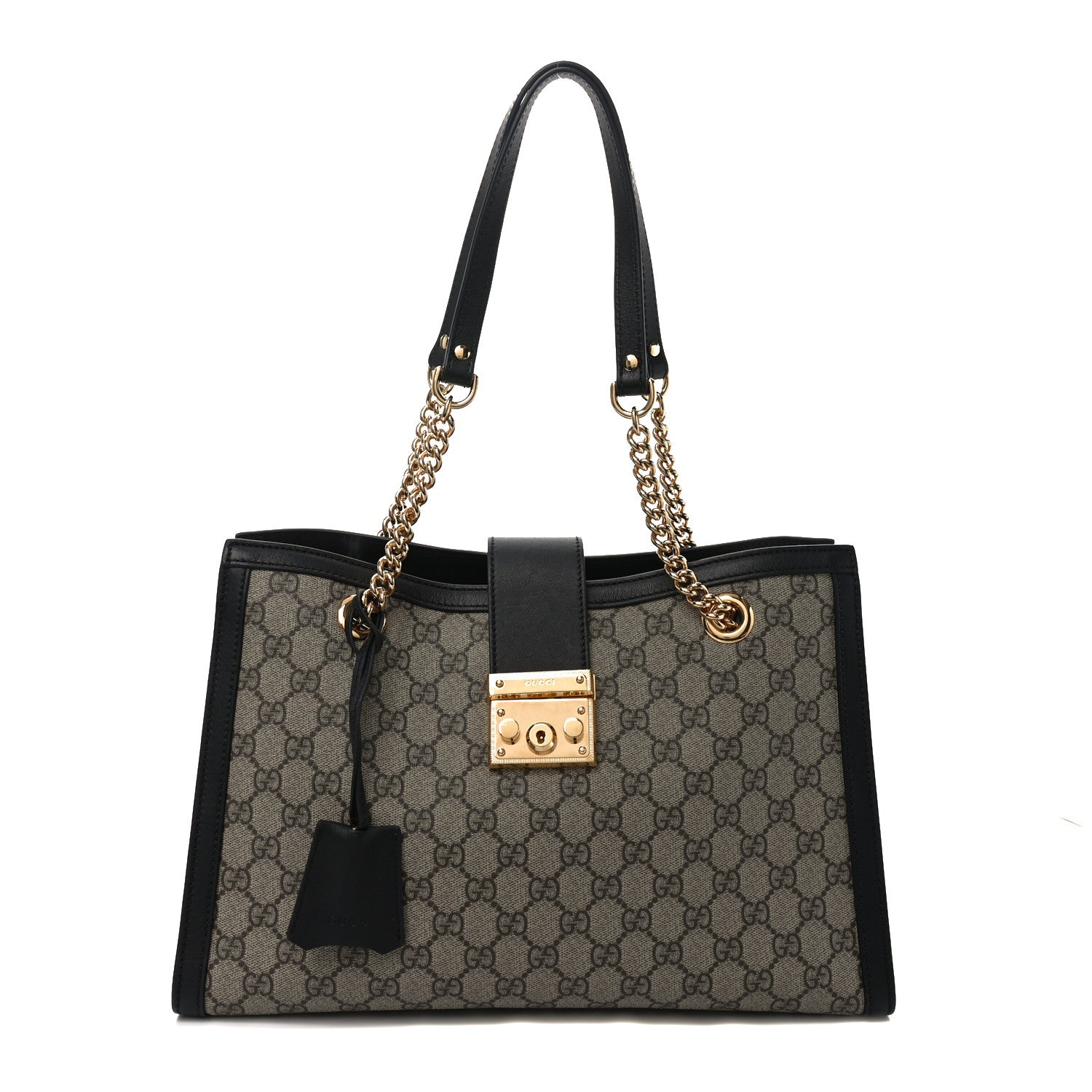 Gucci GG Supreme Monogram Medium Padlock Tote Black 1 of 10