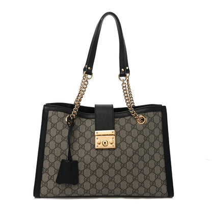 Gucci GG Supreme Monogram Medium Padlock Tote Black 1 of 10