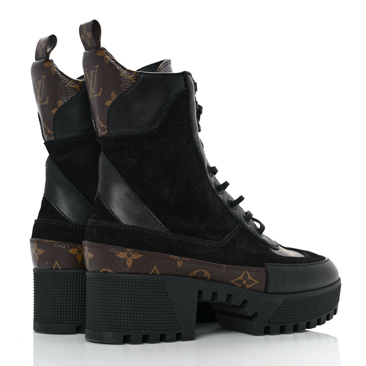 Louis Vuitton Suede Calfskin Monogram Laureate Platform Desert Boots 37 Black 4 of 7