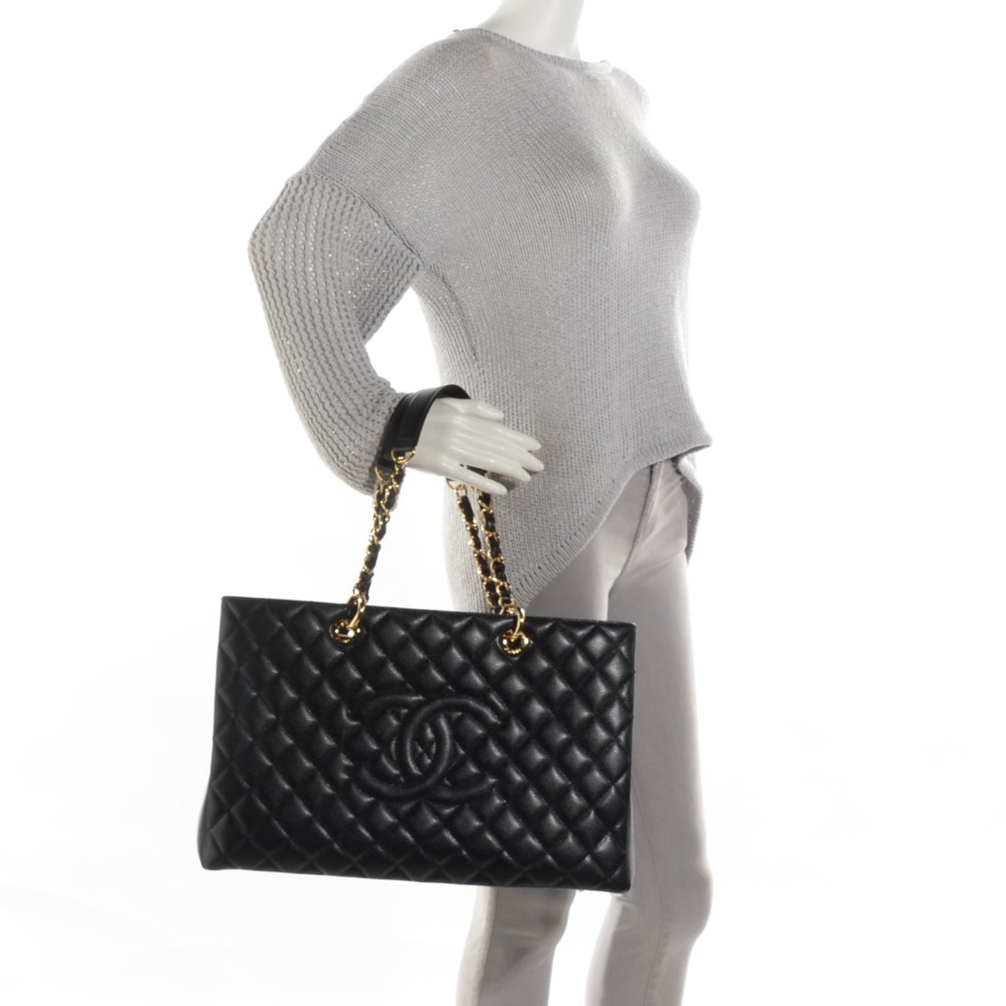 Caviar Quilted XL Grand Shopping Tote GST Black