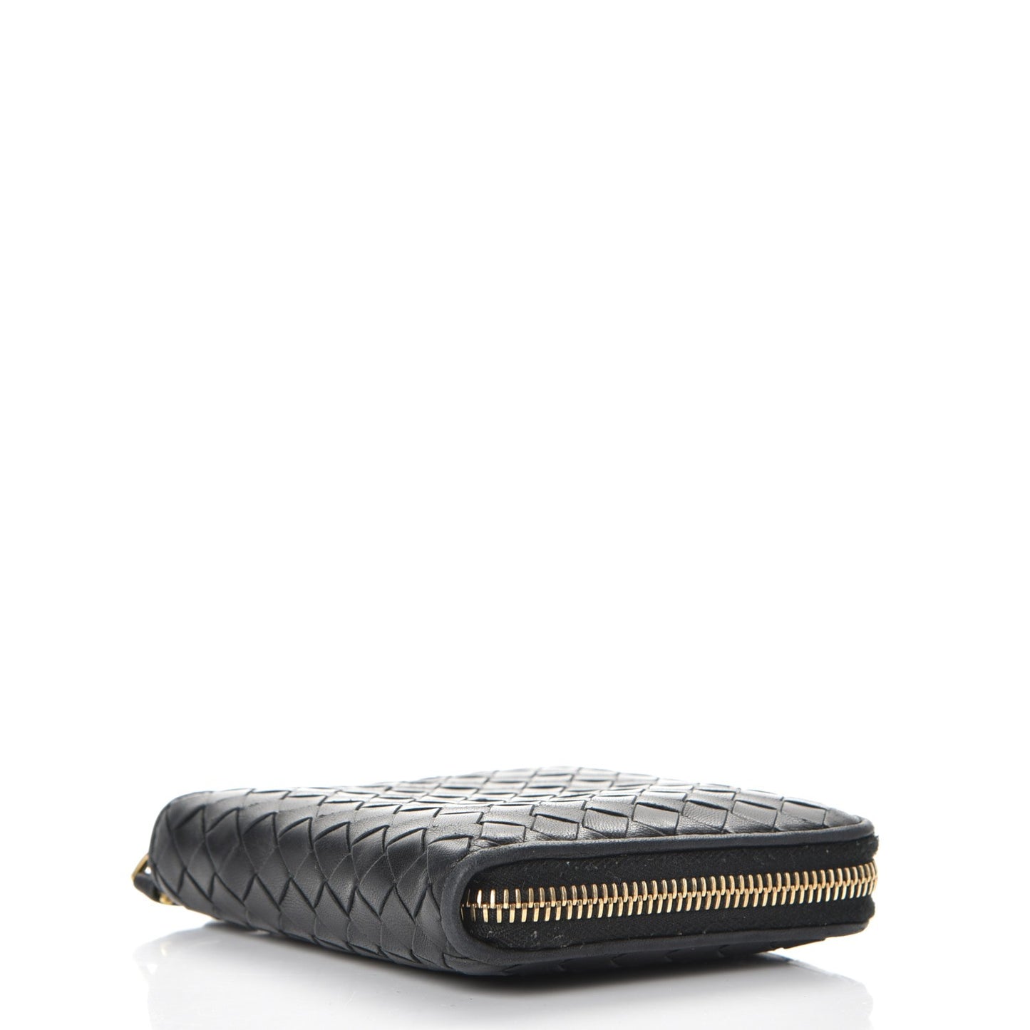 Nappa Intrecciato Zip Around Compact Wallet Nero Black