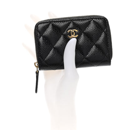 Chanel Caviar Quilted Zip Coin Purse Black 2 of 13