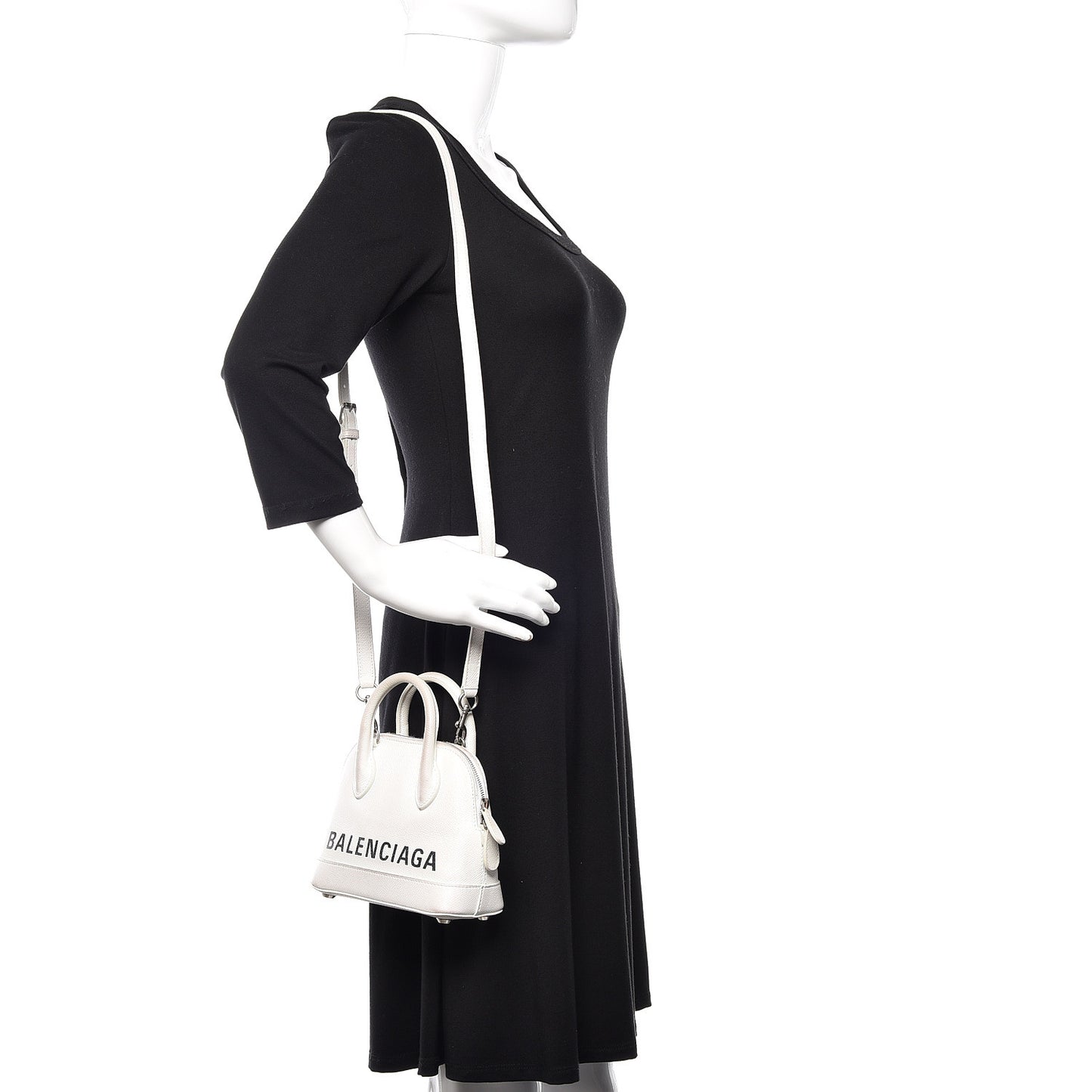 Grained Calfskin XXS Ville Top Handle Bag White Black