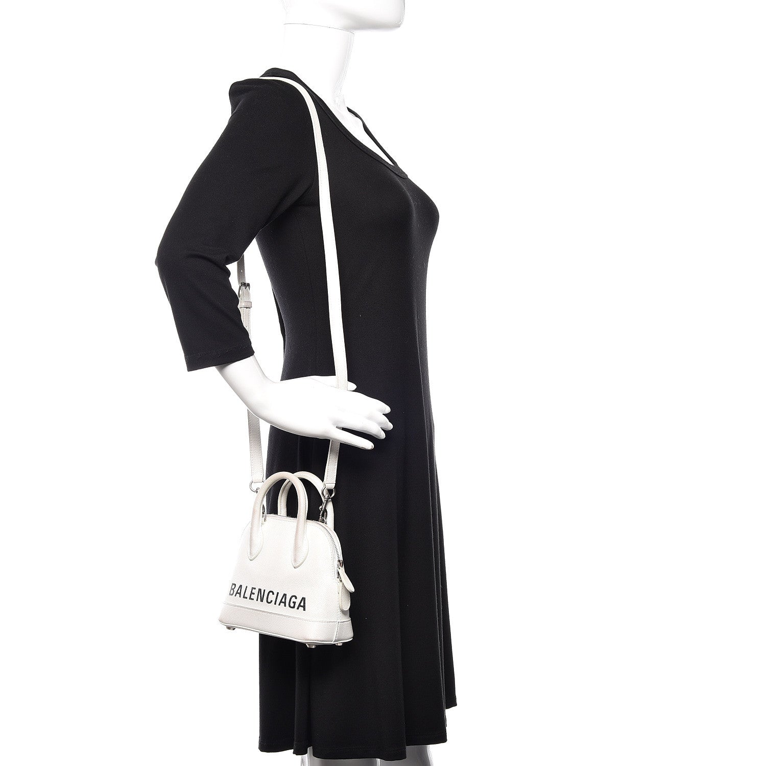 Balenciaga Grained Calfskin XXS Ville Top Handle Bag White Black 2 of 20