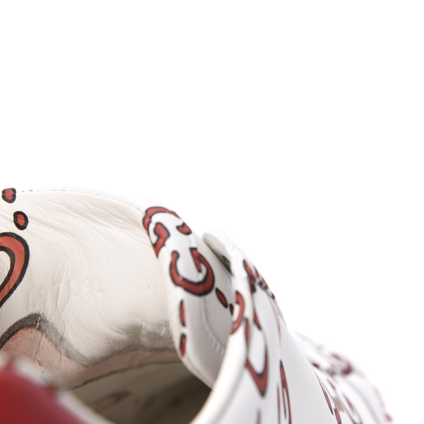 Calfskin GucciGhost Print Mens Ace Sneakers 8 White Hibiscus Red