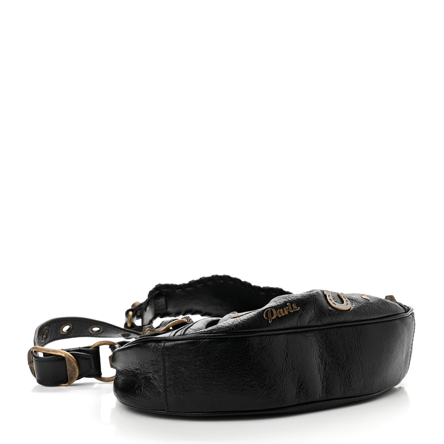Agneau Arena Pin Embellished Le Cagole Shoulder Bag XS Black