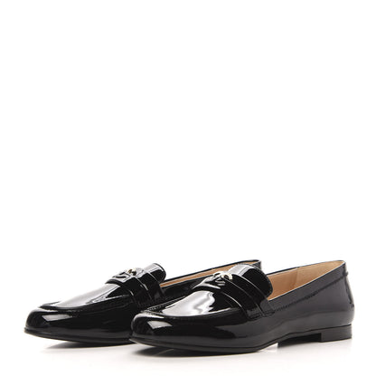 Chanel Patent Calfskin CC Mocassin Loafers 38.5 Black 3 of 9
