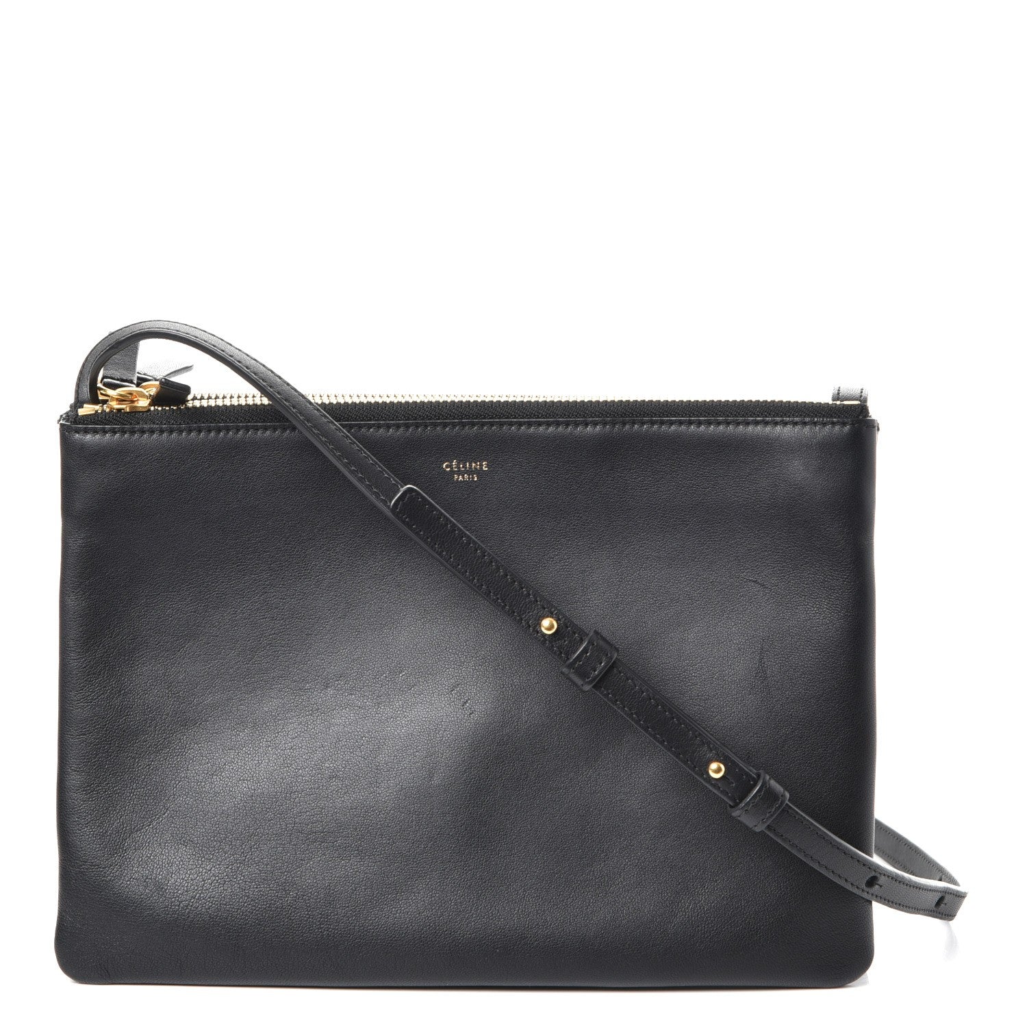 Celine Lambskin Large Trio Crossbody Bag Black 1 of 9