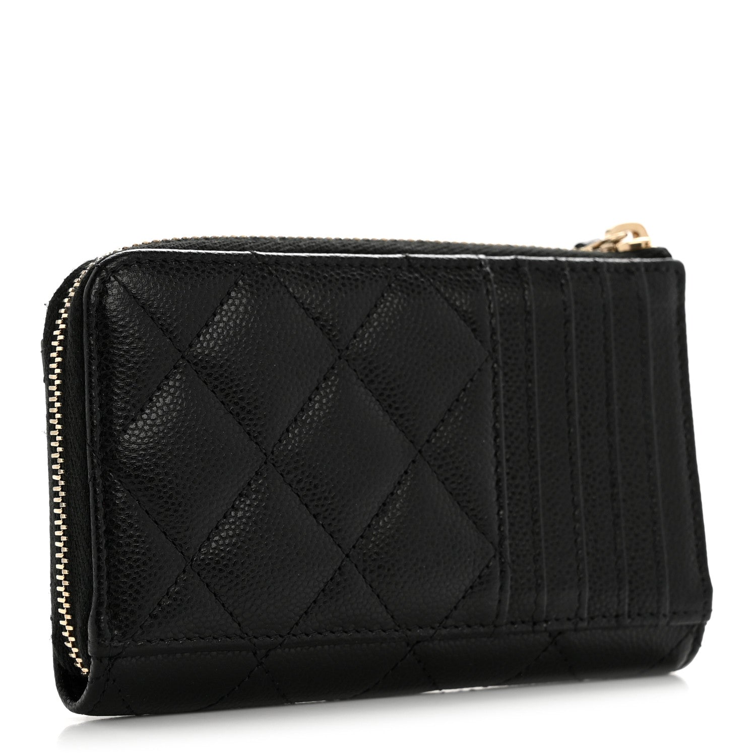 Chanel Caviar Quilted CC Zip Around Card Holder Black 3 of 8