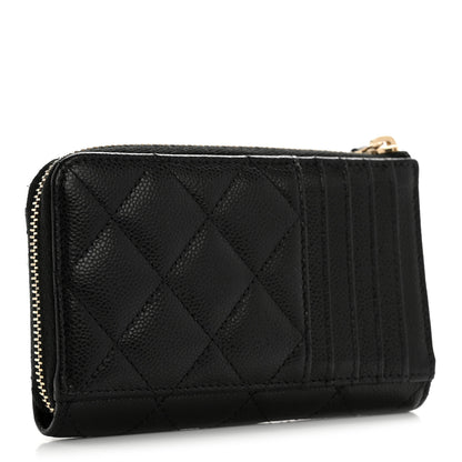 Chanel Caviar Quilted CC Zip Around Card Holder Black 3 of 8